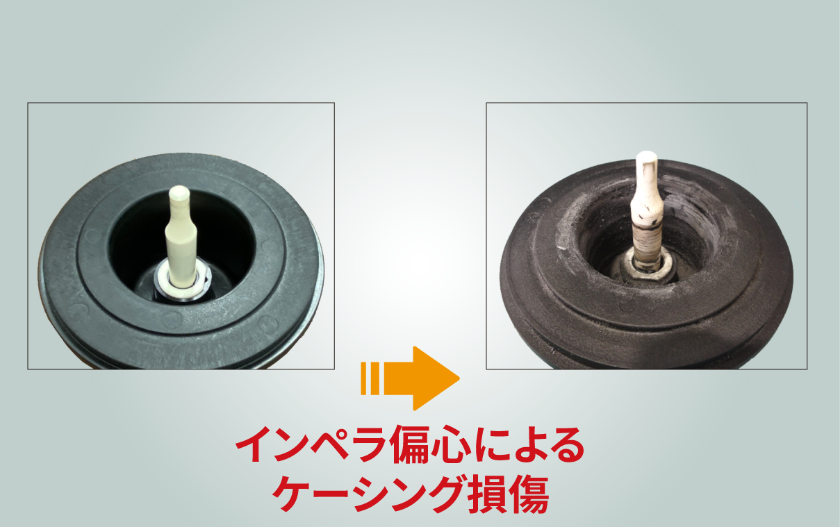 マグネットポンプのケーシングに見られる変形・損傷例